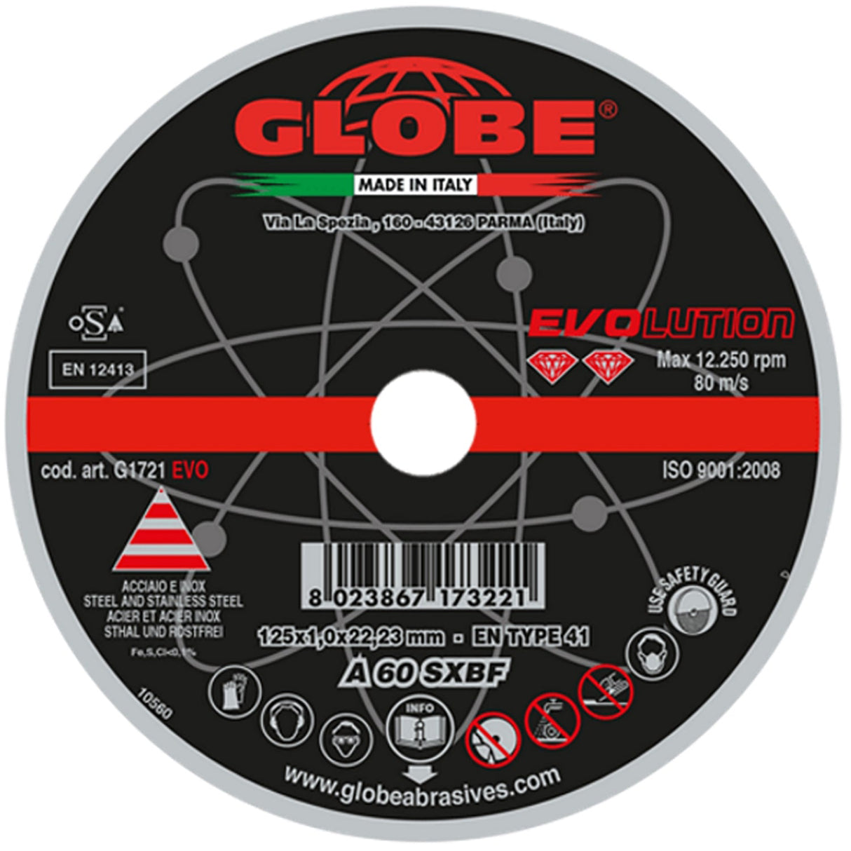 Doorslijpschijf 125 × 1,0 x 22,2 mm A60SX