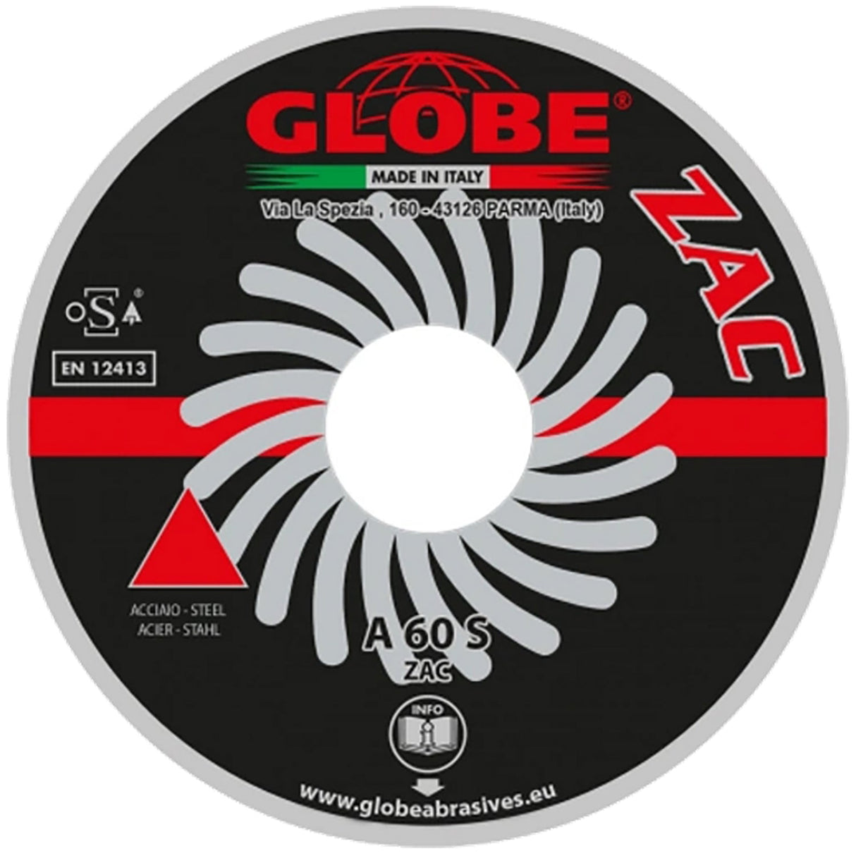 Doorslijpschijf 125 × 2,0 x 22,2 mm ZAC RVS